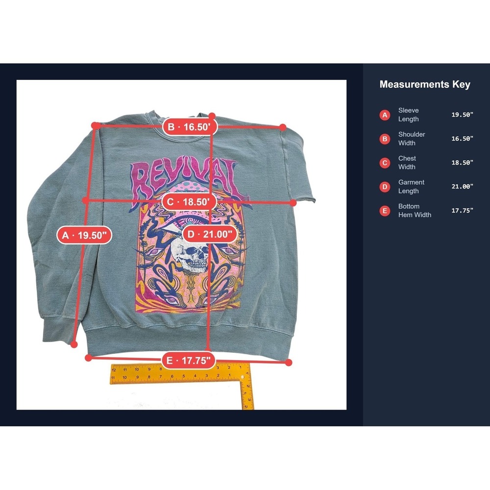 Project Social T Urban Outfitters Revival Skull Graphic Sweatshirt Blue S M - Picture 2 of 8